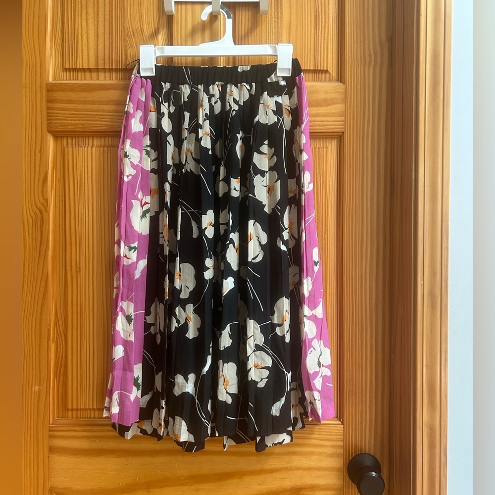 Ganni Italian Black and Pink Floral Skirt